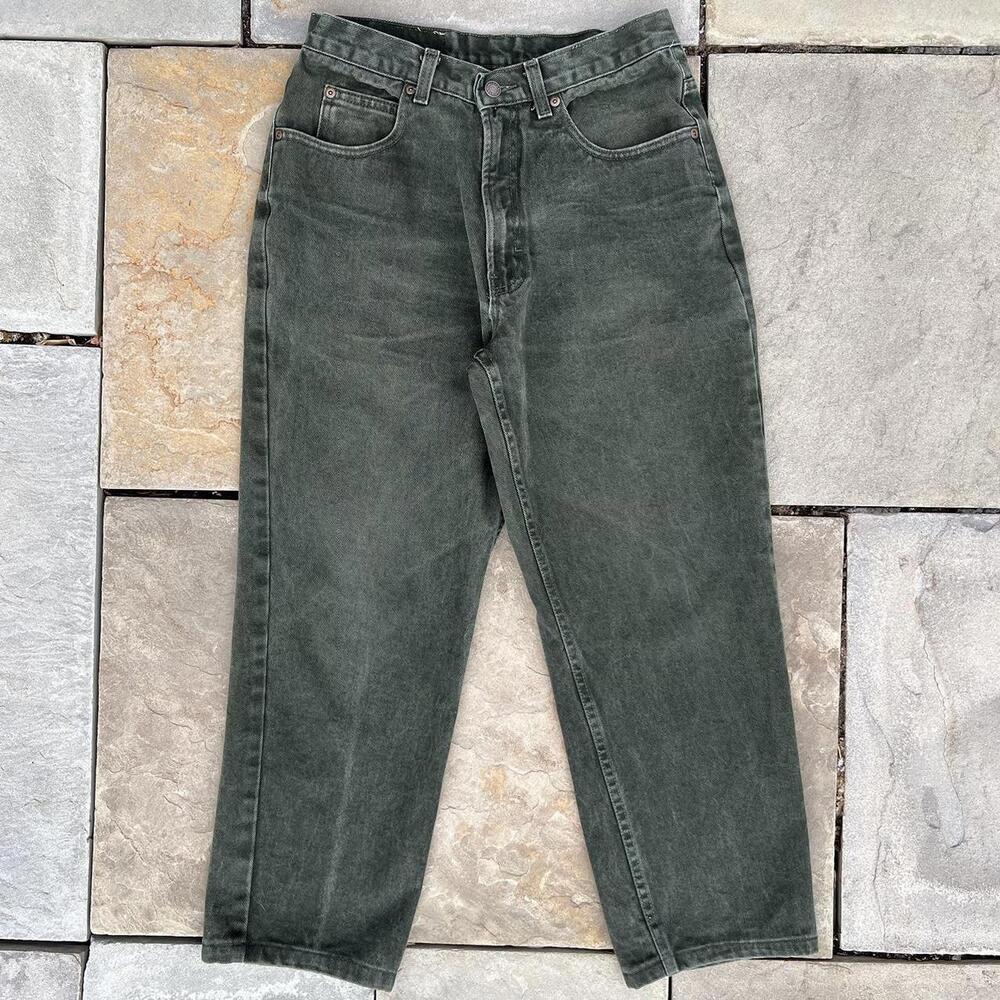 Vintage 90s Dark Green Jeans Made in USA 32x27